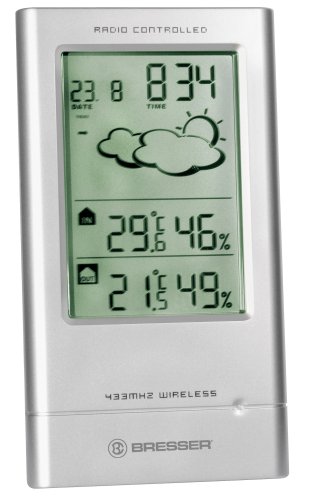 BRESSER Wetterstation TempTrend - Temperaturstation mit Funkuhr und Außensender