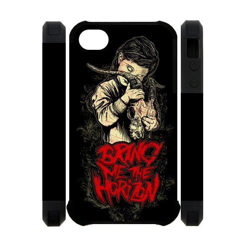 Bring Me The Horizon Logo - Girl Holding a Deer Skull In Black Background - Customize Your Own Snap on 3D Dual-protective Polymer Case for IPhone 4/4S