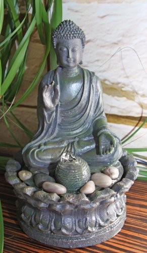 Zimmerbrunnen Buddha, Wasserspiel, Deko-Brunnen, H:27cm D:19cm