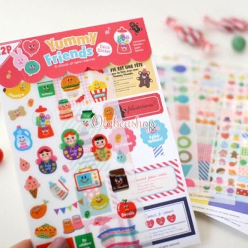 12 Blättern Sticker Set Cartoon Etiketten DIY Deco Scrapbooking