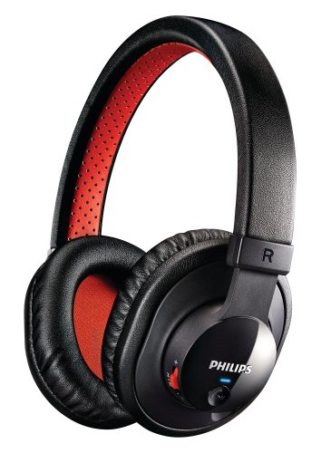 Philips SHB7000/10 Bluetooth Stereo Headset (1,2 m Kabellänge)) schwarz/rot