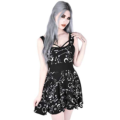 Killstar Sternenprint Skater Kleid - Milky Way