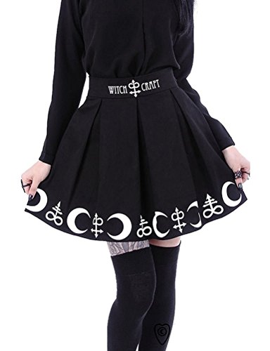 Nlife Frauen Print Gothic Punk Langarm Hoodies Plus Größe S-5XL (2XL, Black Skirt)