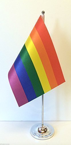 LGBT Uhrwerk) Gay Rechte Satin verchromte Fassugn Tisch Set Fahne Flagge