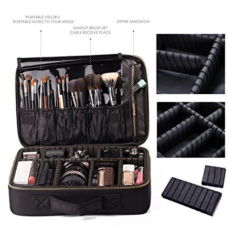 ROWNYEON Makeup Case Kosmetiktasche Make-up Fall Makeup Zug Case /14,6-Zoll-beweglicher EVA-Verfassungs-Zug-Kasten Fachmann bilden Organisator-Beutel (Mittel Schwarz)