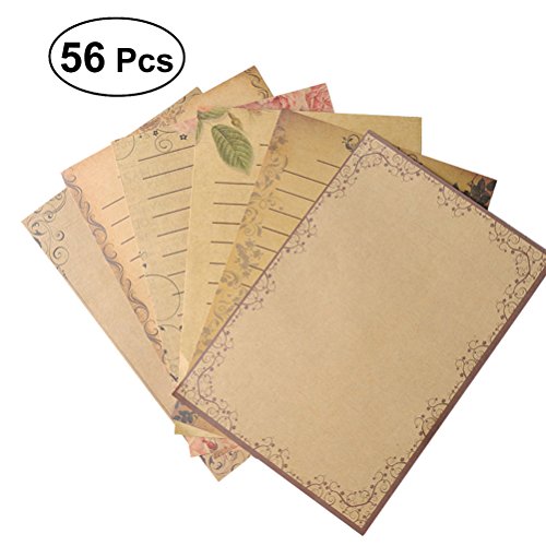 nuolux 56pcs Vintage Briefpapier Papier Briefpapier Kraft Sets (7 Farben)