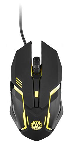 snakebyte BVB Gaming Maus (PC) - Offiziell lizenzierte Borussia Dortmund LED Gaming Mouse für PC, Mac / hohe Präzision, Geschwindigkeit / optischer Sensor bis zu 2400DPI / reibungsarme Gleitfläche