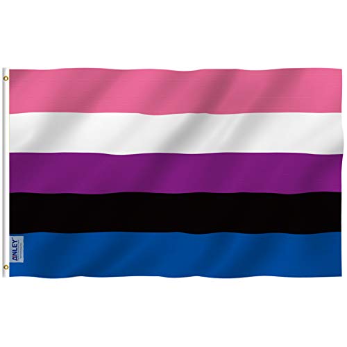 Anley Fly Breeze 3x5 Fuß Genderfluid Flag - Lebendige Farbe und UV-beständig - Canvas Header und doppelt genäht - Genderfluid Pride Flags Polyester mit Messingösen 3 X 5 Ft