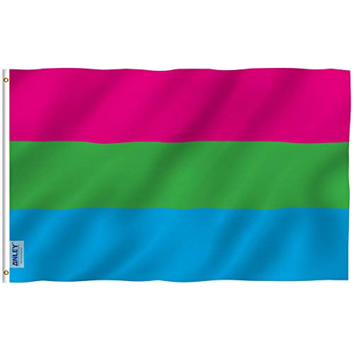 ANLEY Fly Breeze 3x5 Fuß Polysexuelle Pride-Flagge - Lebendige Farbe und UV-Lichtechtheit - Leinwandkopf und doppelt genäht - Polysexuelle Pride-Flagge mit Messingösen 3 x 5 Ft