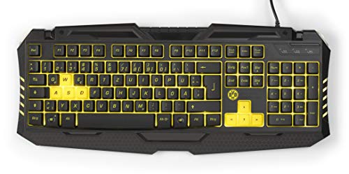 snakebyte BVB Gaming Tastatur (PC) - Offiziell lizenzierte Borussia Dortmund Gaming Tastatur / 19 Tasten mit Anti-Ghosting / 10 Mio Tastenanschläge Lebensdauer / LED-Beleuchtung / QWERTZ - DE Layout