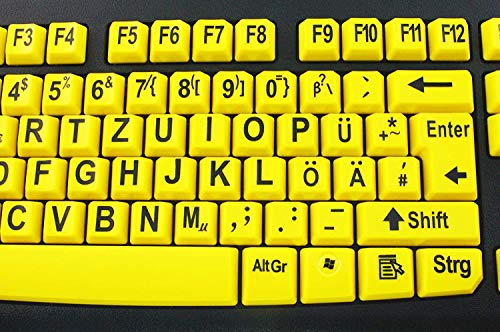 Tastatur mit großen Tasten und extra großer Schrift (Schwarz auf Gelb) mit Windows XP, Vista, 7, 8, 10 kompatibel - plug&play (deutsche Version) - Geemarc KBSV3_YEL_GE